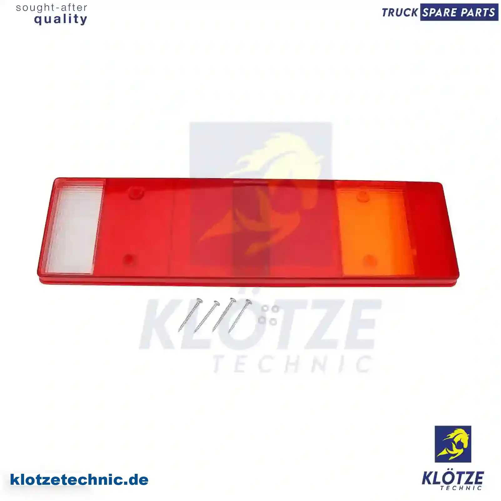 Tail lamp glass, 1272653, 1440214, 1522231, 1525177, 1610194, 93161844, 93161844, 81252296051, 81252296052, 81252296055, 81252296056, 0025444490, 5000296594, 5001847588, 1350343, 1327272, 1350343, 1352746, 8920081006, 8142919, 2D0945111D, ZG21072-0008 || Klötze Technic