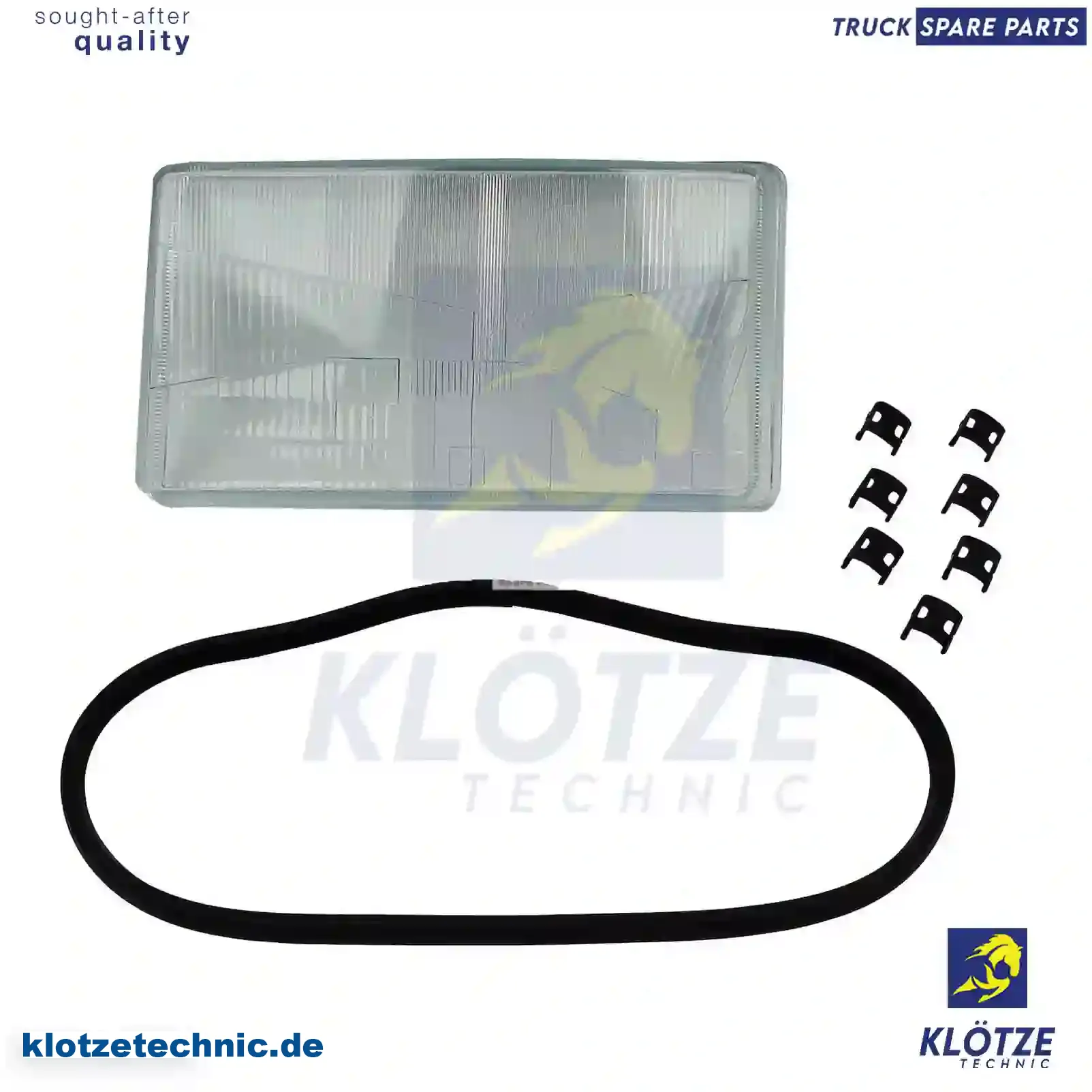 Headlamp glass, left, 1349779, 1446583, ZG20523-0008 || Klötze Technic