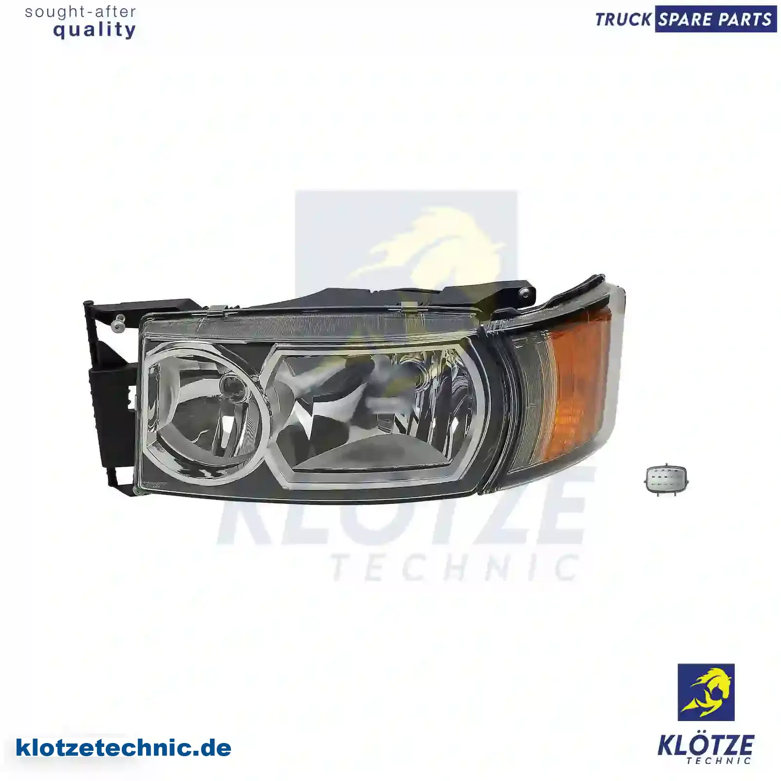 Headlamp, left, with headlamp range control, 2000053, 2241832, 2416140 || Klötze Technic