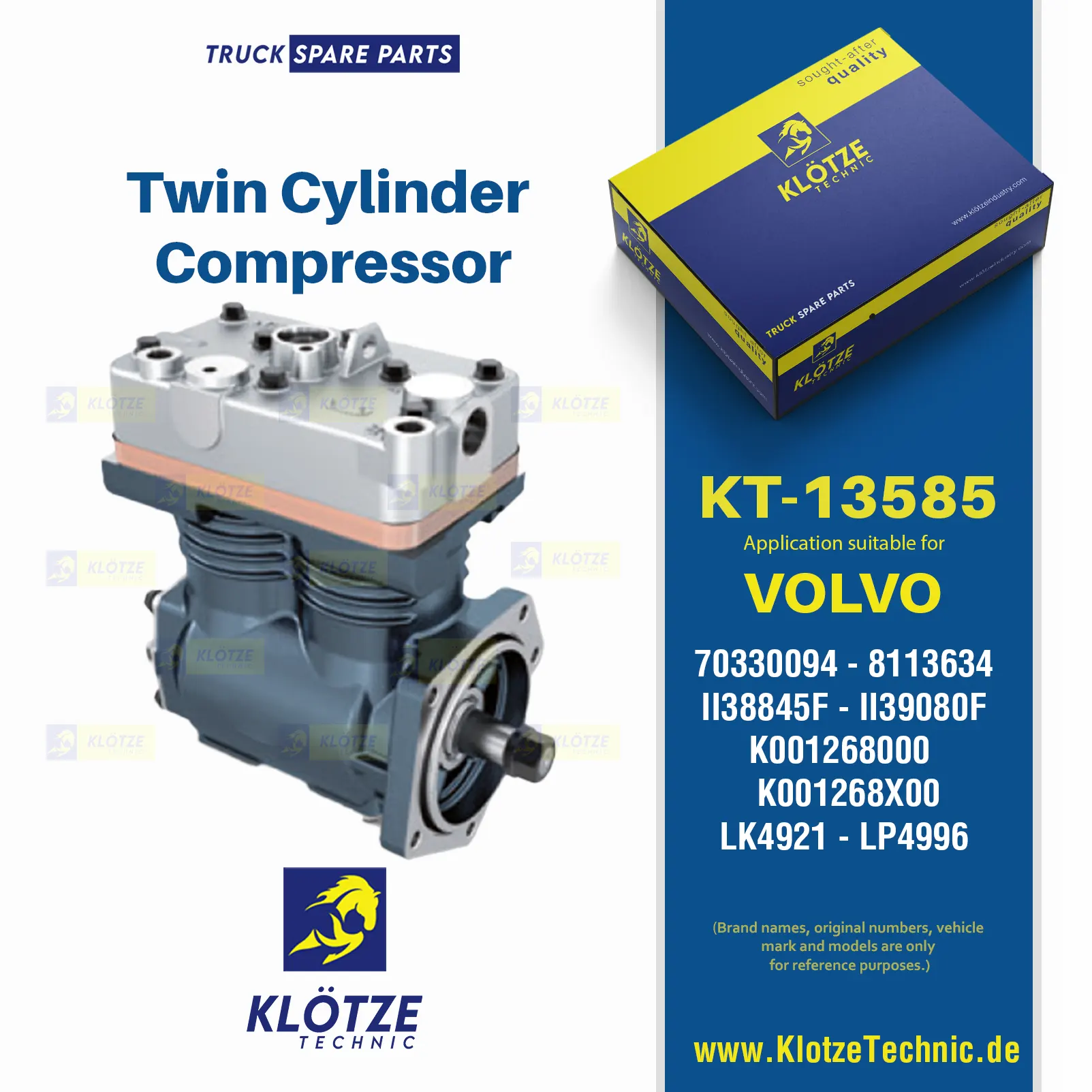 Compressor, 3194908, 70303446, 70330004, 70330094, 8113634, 8119634, 85000197 || Klötze Technic