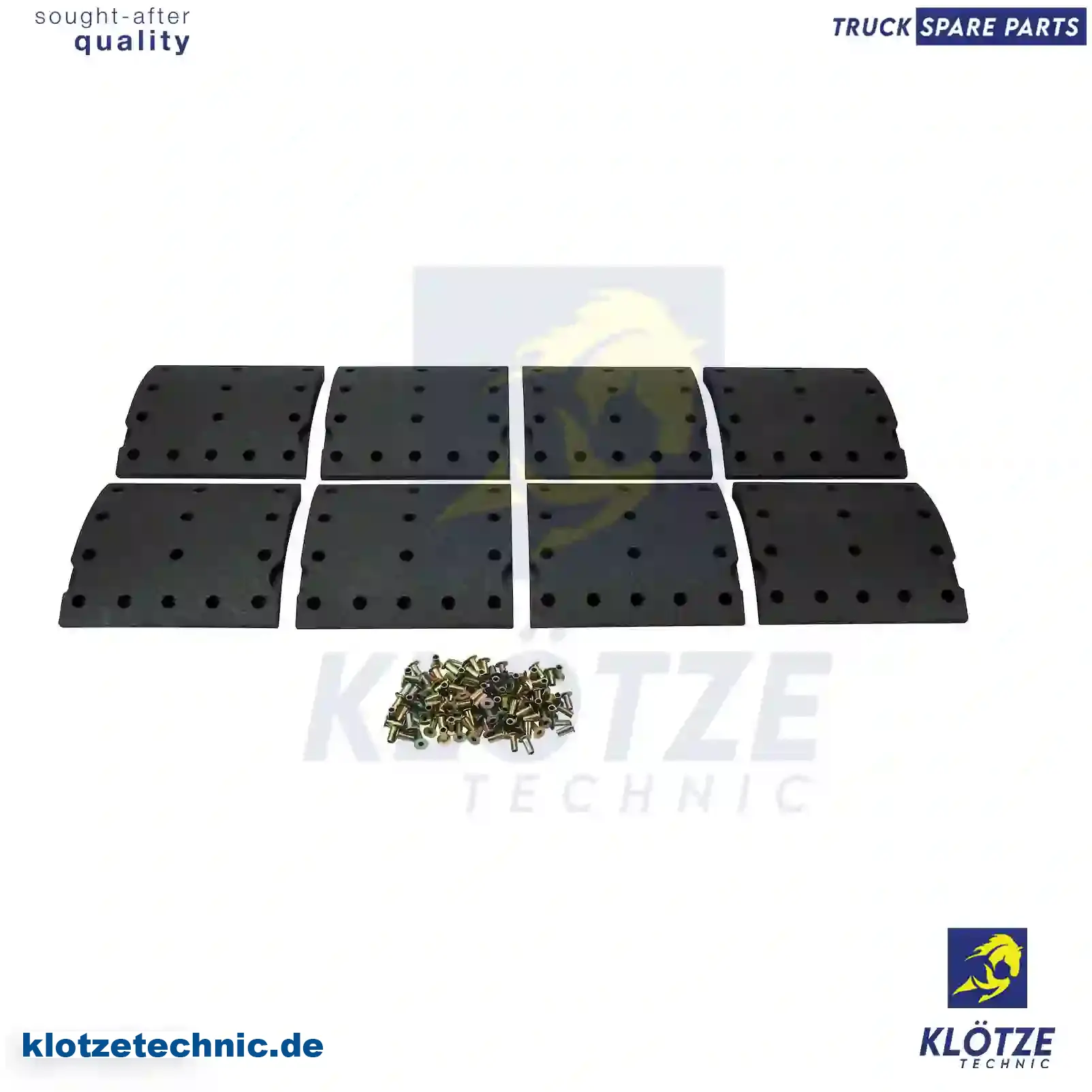 Drum brake lining kit, axle kit, 1522138, 5001868089, 7421534386, MBLK1190, 89200340825, 21534385, 21534385S, 270520, 270520S, 270836, 270836S, 2708361, 270942, 270942S, 2709426, 270976, 270976S, 2709765, 275996, 275996S, 3090349, 3090349S, 3091458, 3091458S, 3093263, 3095169, 3095169S, 3095179, 3095179S, 3095189, 3095189S, ZG50449-0008 || Klötze Technic