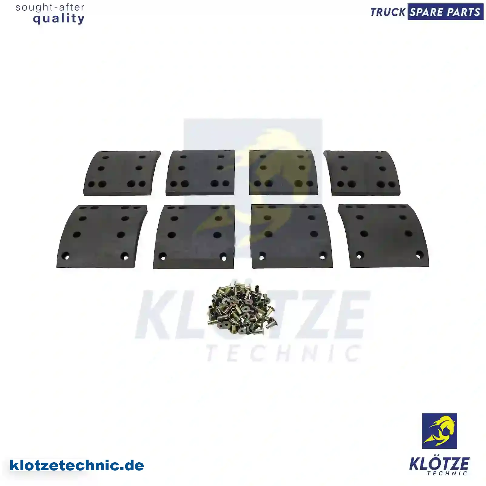 Drum brake lining kit, axle kit - oversize, 81502200148, 81502200334, 81502200337, 81502200418, 81502200439, 81502200504, 81502200517, 81502200519, 81502200544, 81502200606, 81502200629, 81502200630, 81502200641, 81502200642, 81502200650, 81502200651, 81502200684, 81502200701, 81502200703, 81502200705, 81502200707, 81502200709, 81502200761, 81502200766, 81502200772, 81502200929, 81502200994, 81502200996, 81502210148, 81502210160, 81502210162, 81502210214, 81502210416, 81502210435, 81502210520, 81502210639, 81502210679, 81502210803, 81502210839, 81502210902, 81502210923, 81502210943, 81502216086, 81502216094, 88502200023, 3054210010, 3454238110, 3464230310, 3464231210, 3464231510, 3464233110, 3464235810, 3464236110, 3604230410, 3604230710, 3604231910, 3814232210, 3854210010, 3854210310, 3854211010, 3854231510, 6174210110, 6174231830, 6174232011, 6174233110, 6174234810, 6174234811, 6174236810, 6214210110, 6214210510, 6214210910, 6214230111, 6524230910, 6594211310, MBLK2190, ZG50454-0008 || Klötze Technic