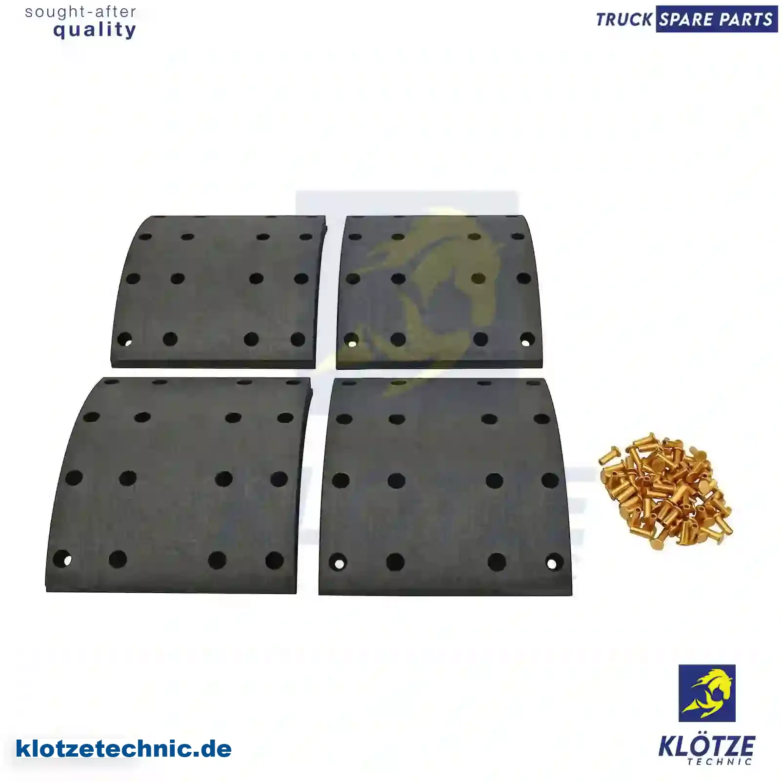 Drum brake lining kit, axle kit, MBLK2350, 1109002, 1535248, 1535248S, 385948, 551123, 551137, 551161, 552112 || Klötze Technic