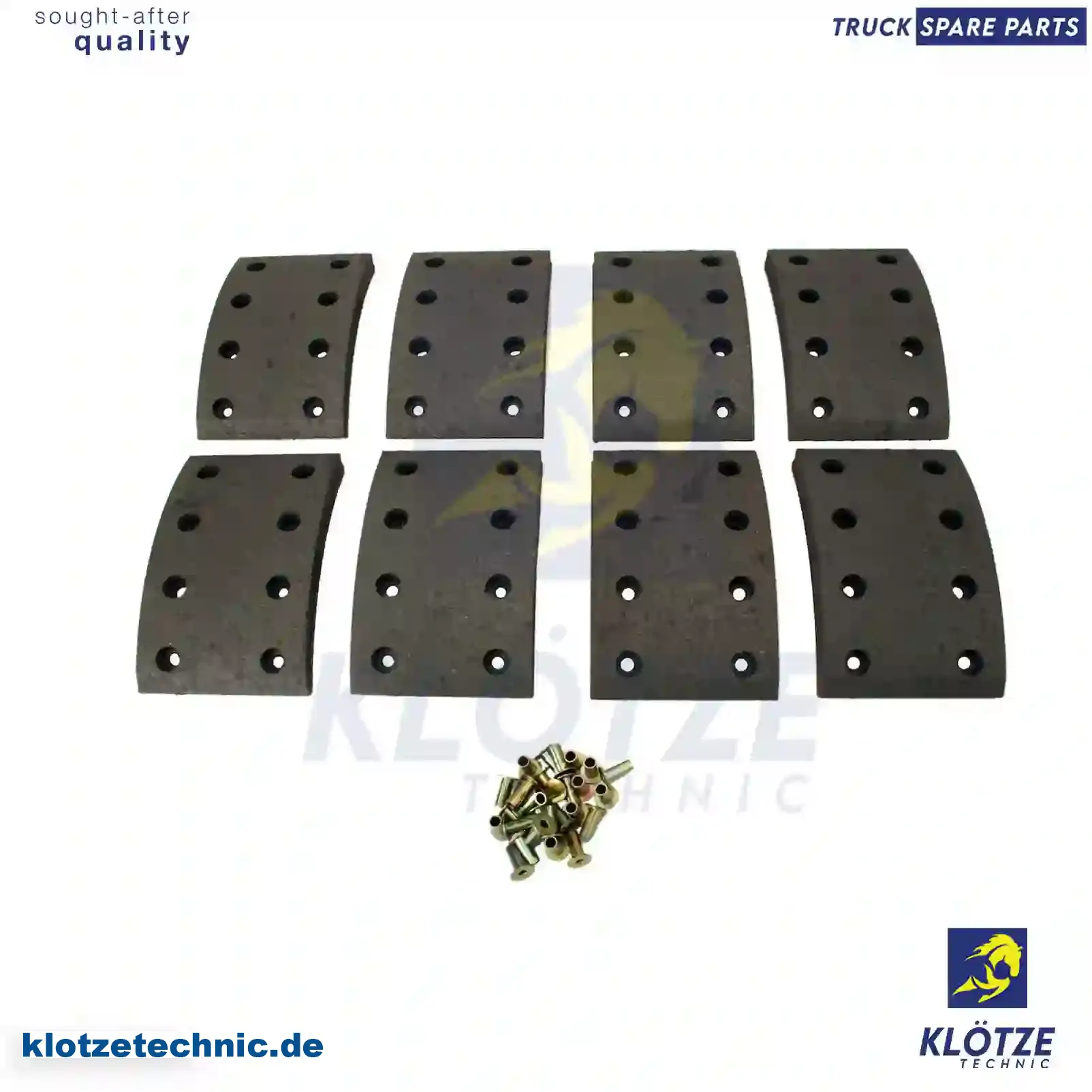 Drum brake lining kit, axle kit - oversize, 81502200410, 81502200532, 81502200538, 81502200560, 81502200562, 81502200923, 81502210048, 81502210049, 81502210050, 81502210314, 81502210698, 81502210730, 3524210010, 3524210310, 3524210410, 3524210610, 3524210810, 3534210810, 3534230610, 3534231210, 3534231310, 3604232410, 3814210010, 3814210110, 3814210210, 3814230010, 3814230310, 3814230410, 3814230710, 3834210610, 3834210910, 3834211410, 3834211510, 3834211910, 3834212410, 3834212510, 3834212610, 6174211210, 6174211310, 6174211710, 6174230011, 6174232210, 6174232310, ZG50455-0008 || Klötze Technic