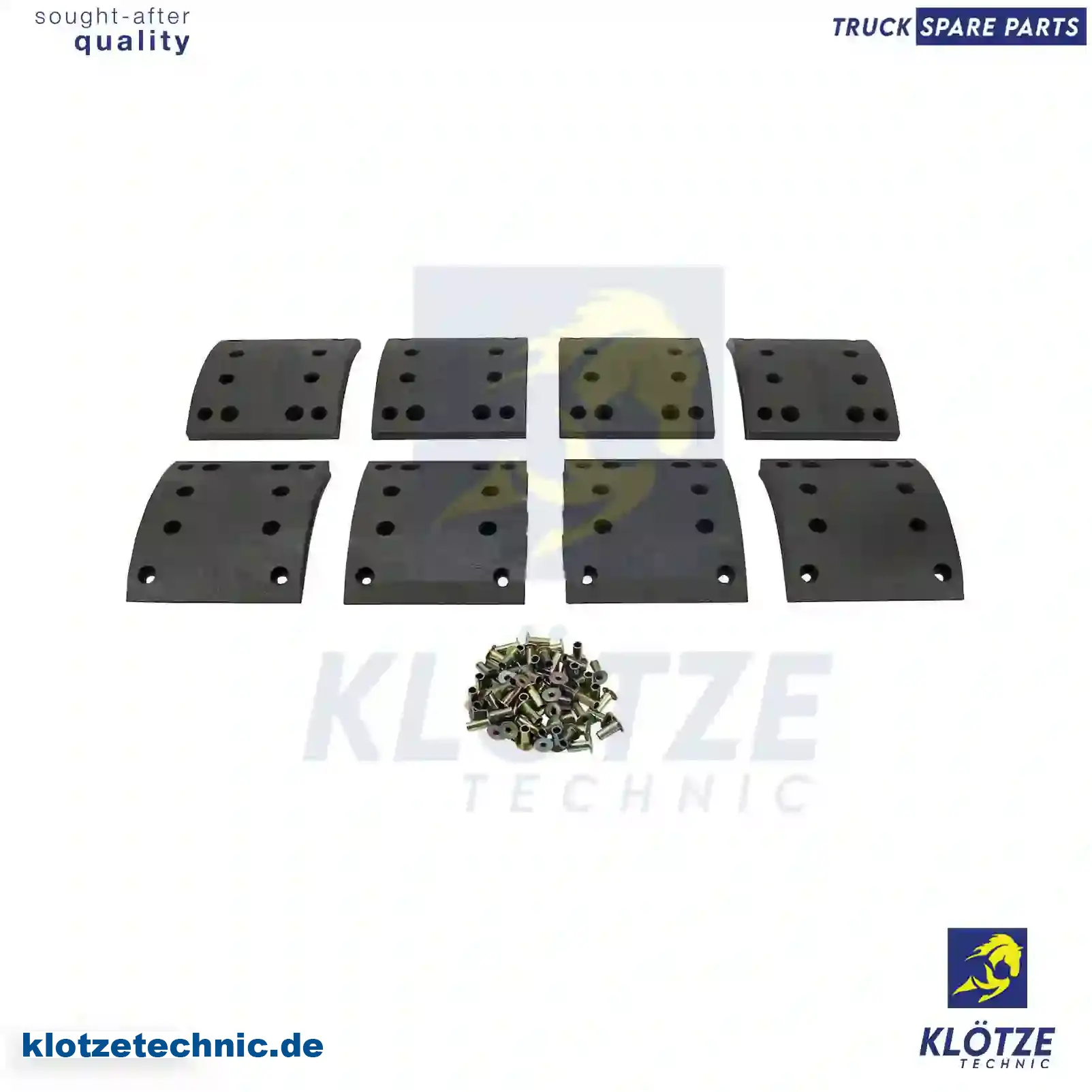 Drum brake lining kit, axle kit - oversize, 81502200335, 81502200338, 81502200419, 81502200454, 81502200515, 81502200520, 81502200545, 81502200607, 81502200631, 81502200643, 81502200652, 81502200685, 81502200702, 81502200704, 81502200706, 81502200708, 81502200710, 81502200762, 81502200997, 81502210163, 81502210216, 81502210417, 81502210437, 81502210522, 81502210841, 81502210945, 81502216087, 81502216095, 88502200037, 3054210110, 3464230410, 3464231310, 3464231610, 3464233210, 3464233810, 3464235910, 3464236210, 3604230510, 3604230810, 3604232010, 3814232310, 3854210110, 3854210410, 3854210810, 3854231610, 6174230911, 6174231930, 6174232111, 6174233210, 6174234910, 6174234911, 6174236910, 6174238910, 6214210210, 6214210610, 6214211010, 6524231010 || Klötze Technic