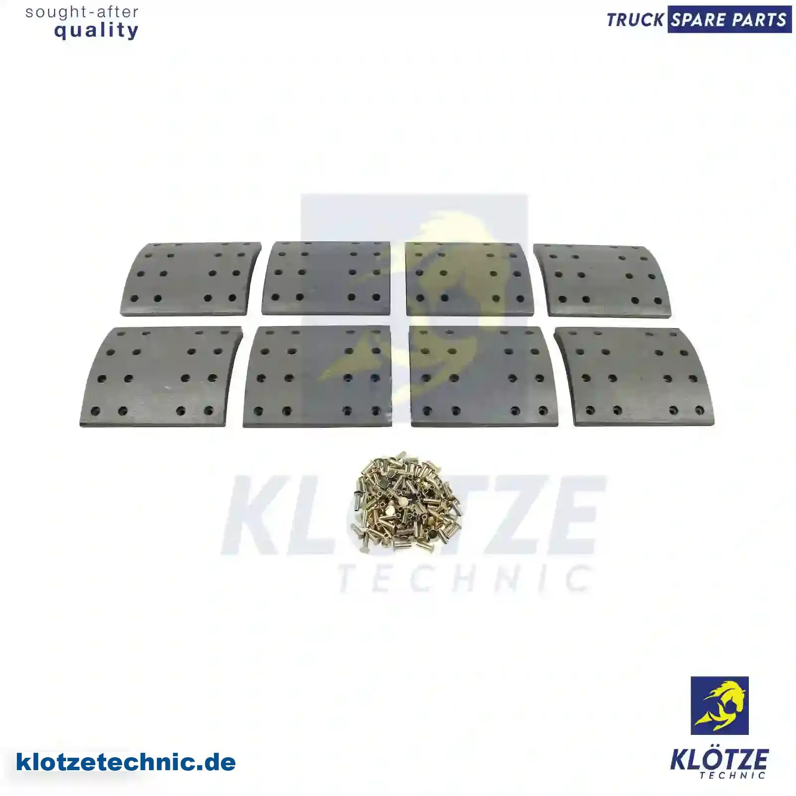 Drum brake lining kit, axle kit, 0682105, 0682849, 0683025, 0683270, 1781360, 1808184, 682101, 682105, 682107, 682849, 683025, 683270 || Klötze Technic