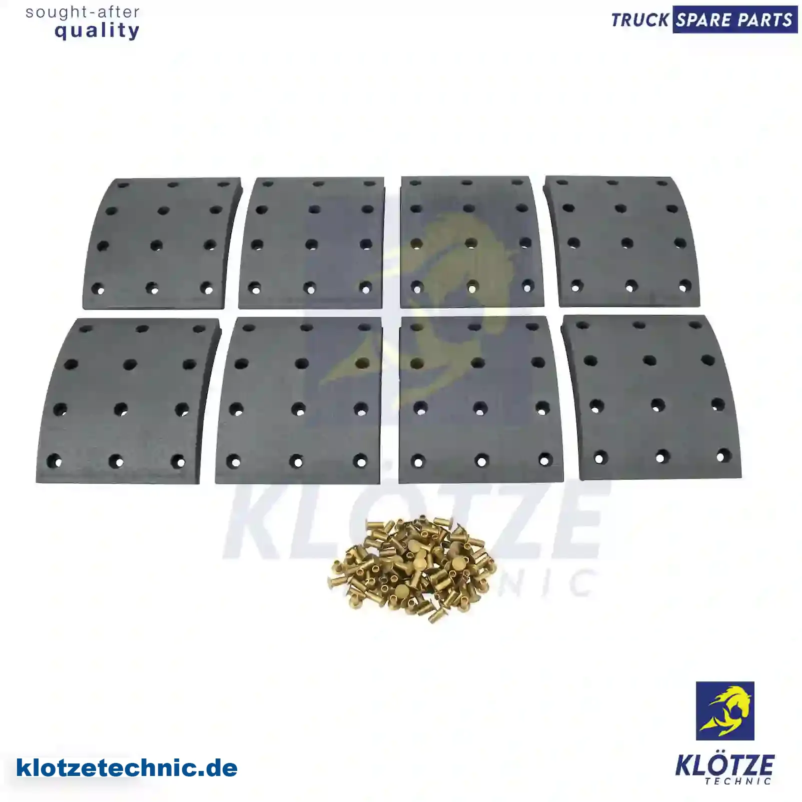 Drum brake lining kit, axle kit - oversize, 250517, 250517S, 270833, 270833S, 2708337, 270939, 270939S, 2709392, 270973, 270973S, 2709731, 275993, 275993S, 2759934, 3090346, 3090346S, 30903462, 3091455, 3091455S, 30914550, 3095166, 3095166S, 3095176, 3095176S, 3095186, 3095186S || Klötze Technic