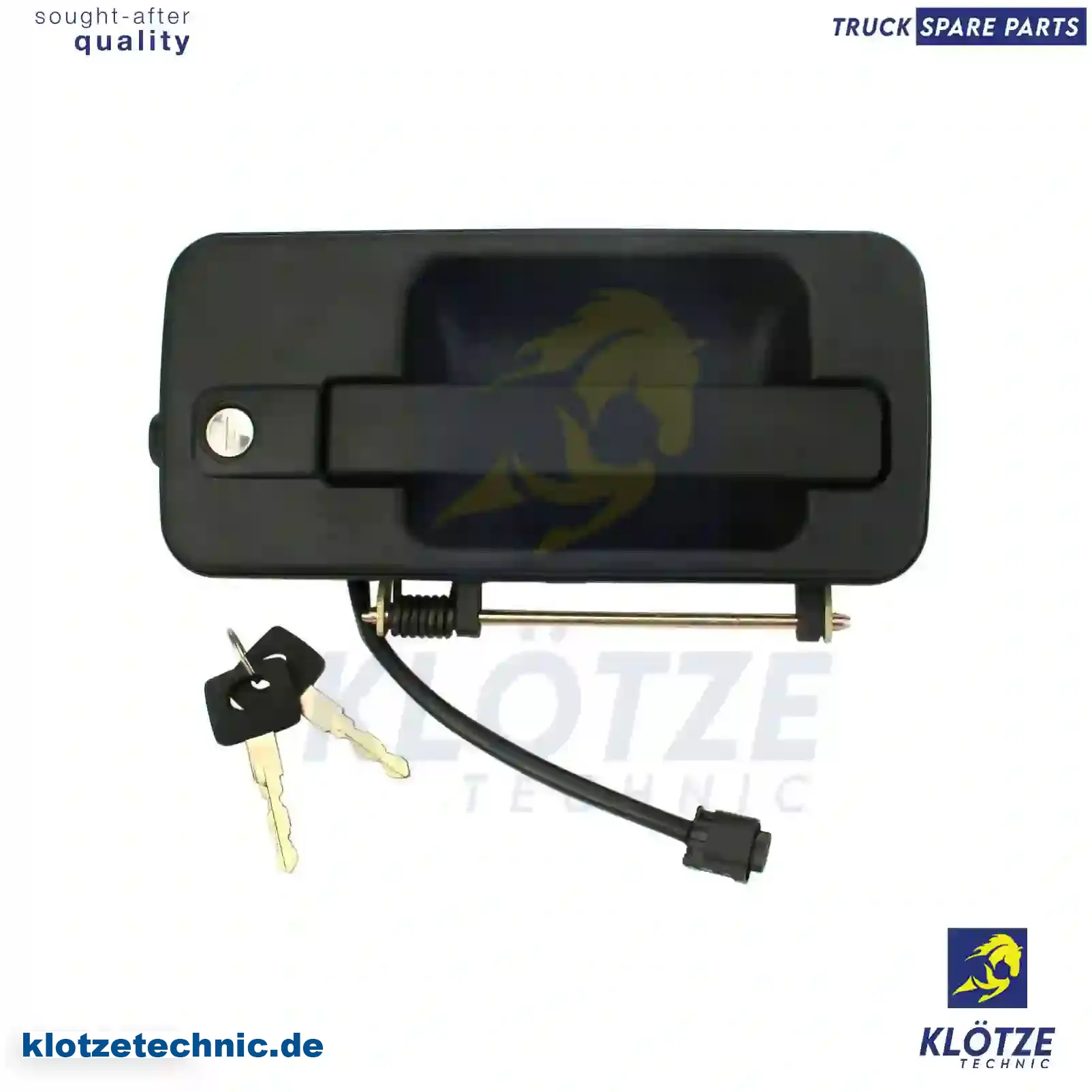 Door handle, right, complete with lock cylinder, 9437600259 || Klötze Technic