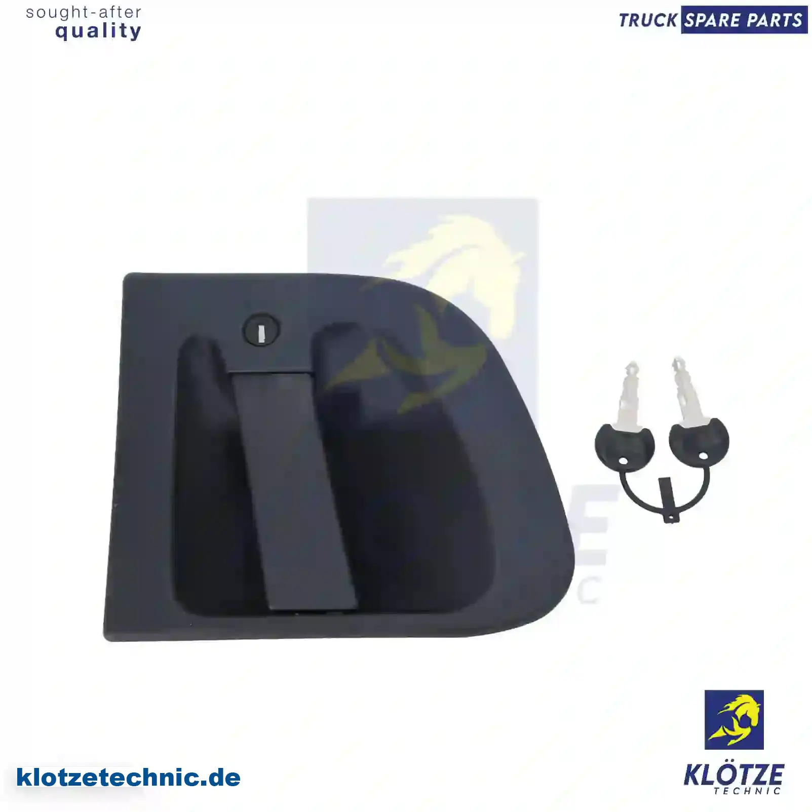 Door handle, right, complete with lock cylinder, 1406622S, 5001858130S, 24426875S || Klötze Technic