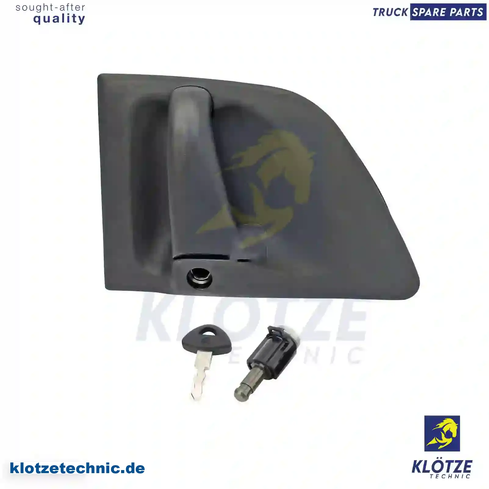 Door handle, right, complete with lock cylinder, 2145648S, 2371255S, ZG60603-0008 || Klötze Technic