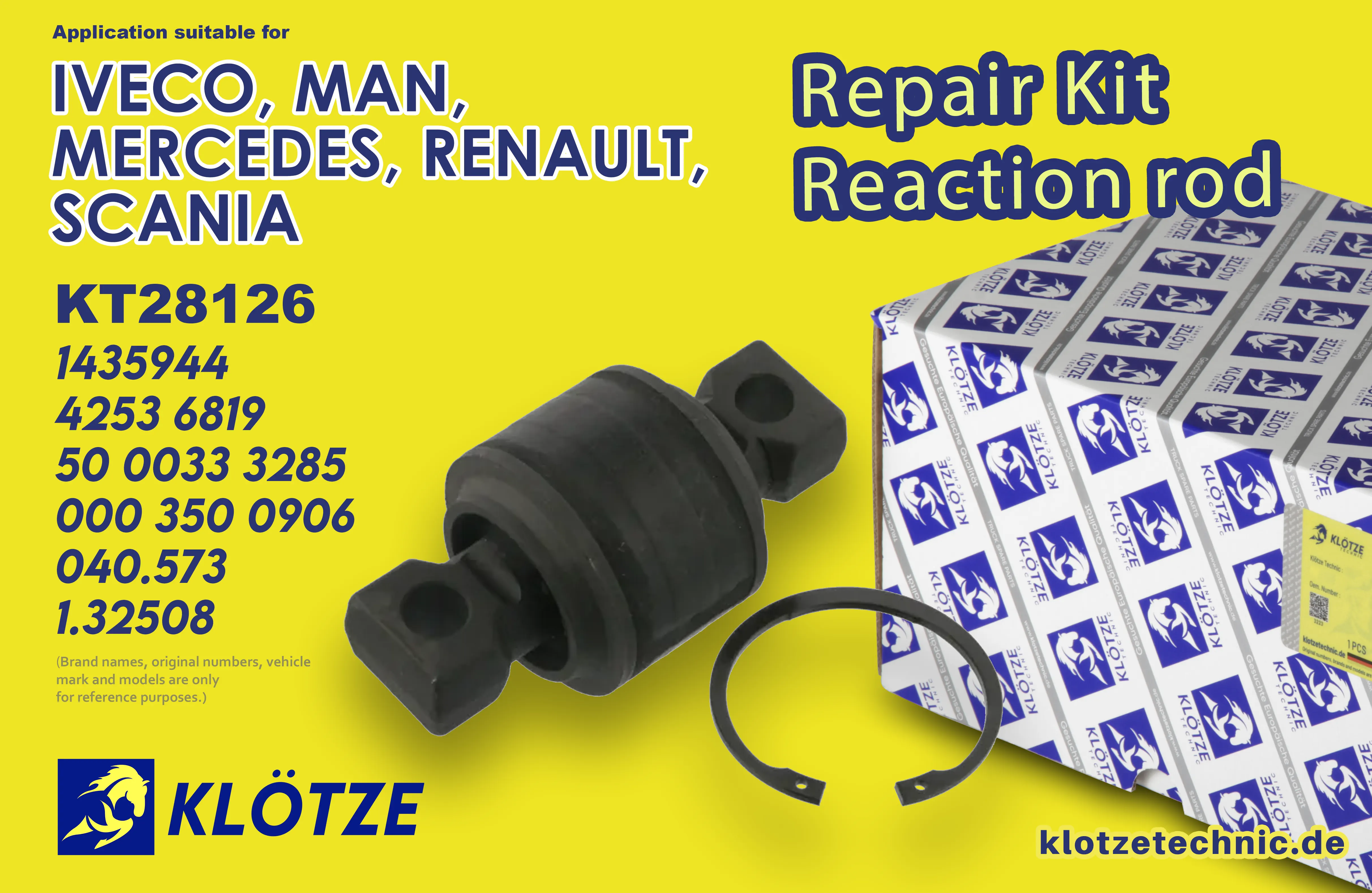 Repair kit, reaction rod, 42536819, 5000333285, 5001850588, 5001860300, 5010393047, 48/102134, 81432706127, 0003500906, 5000333285, 5001850588, 5010393047, 1435944, 477479, 478259, ZG41387-0008 || Klötze Technic