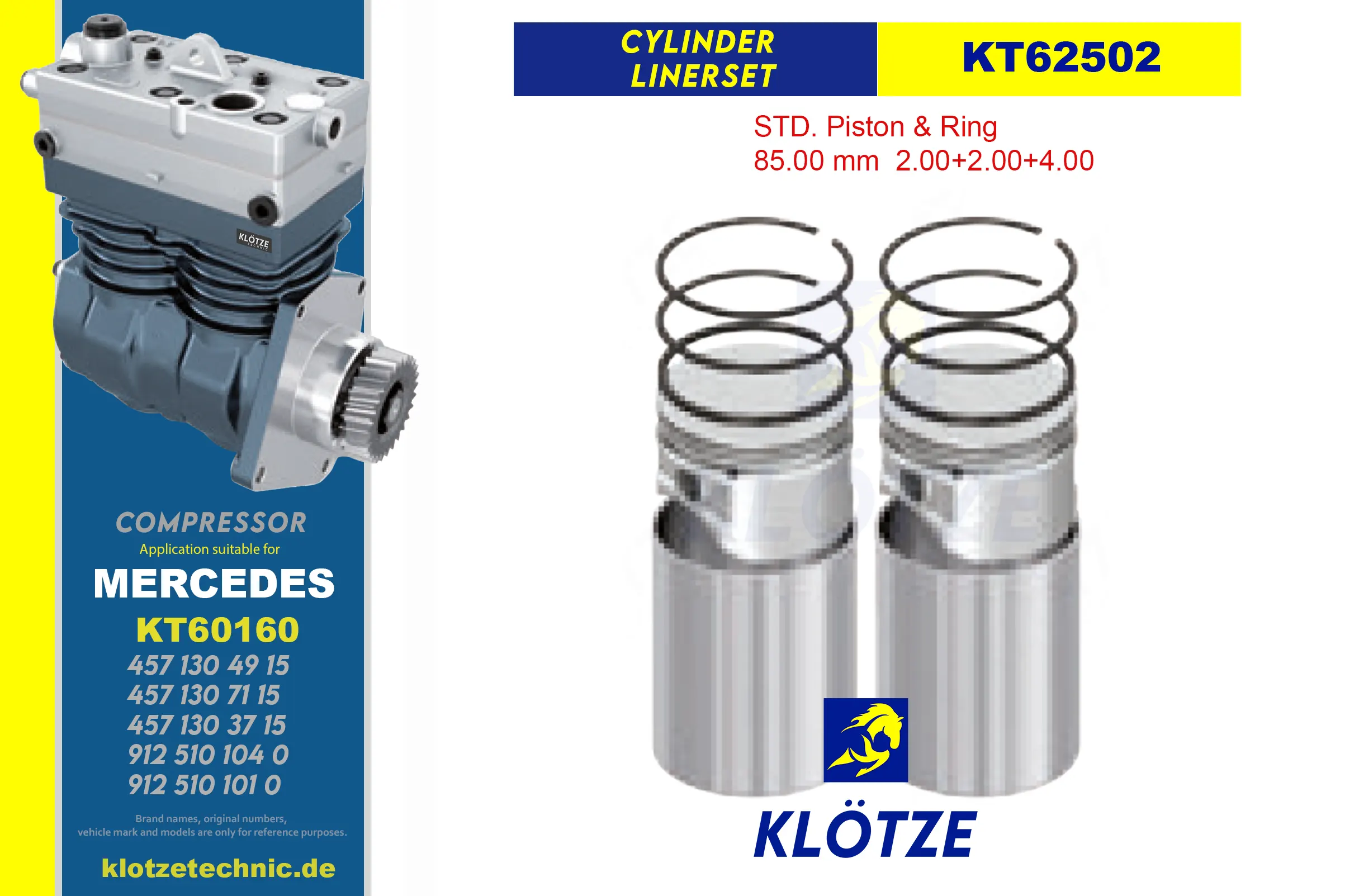 Compressor Cylinder Liner Set,  || Klötze Technic