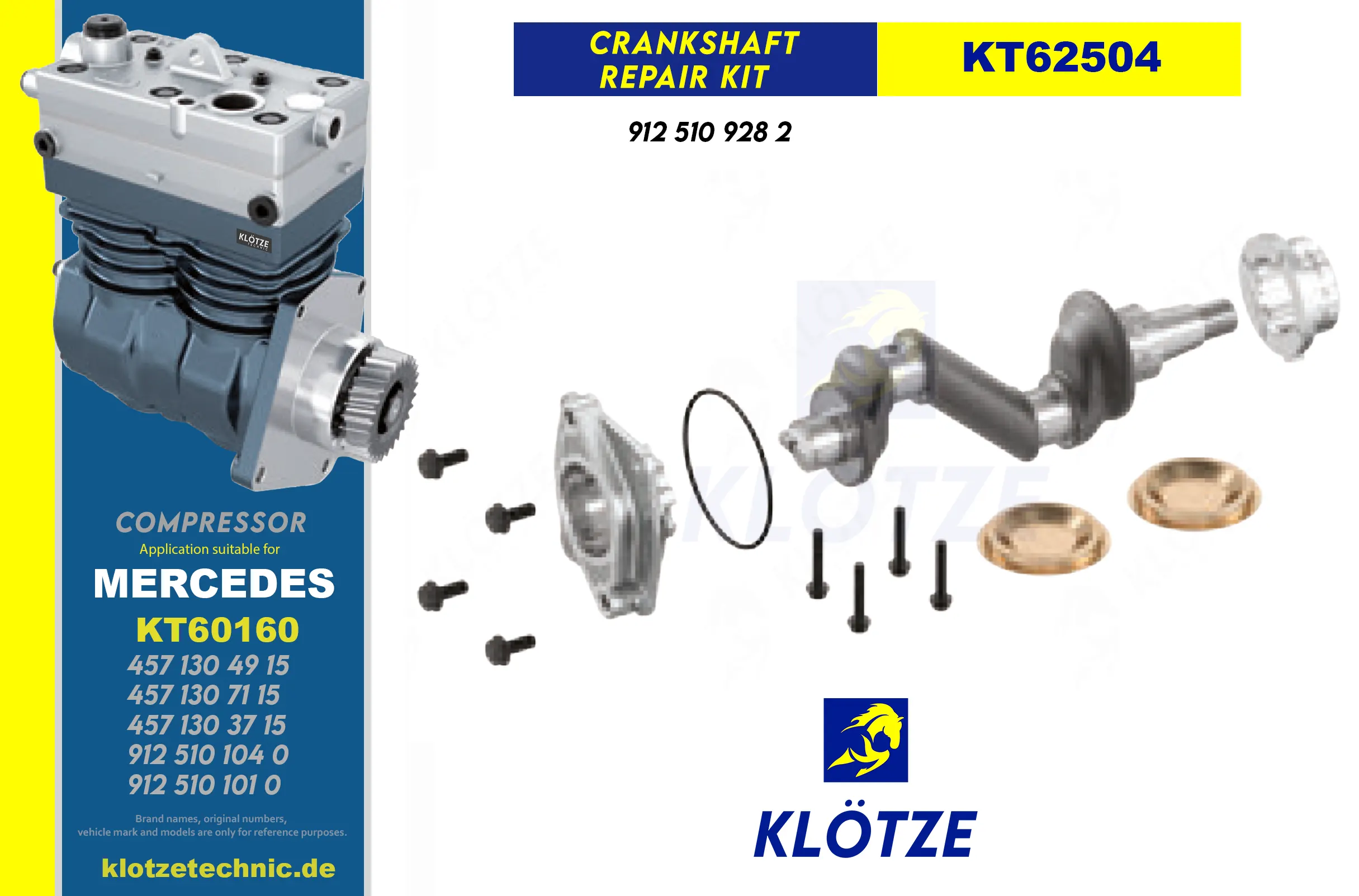 Compressor Crankshaft Repair Kit,  || Klötze Technic