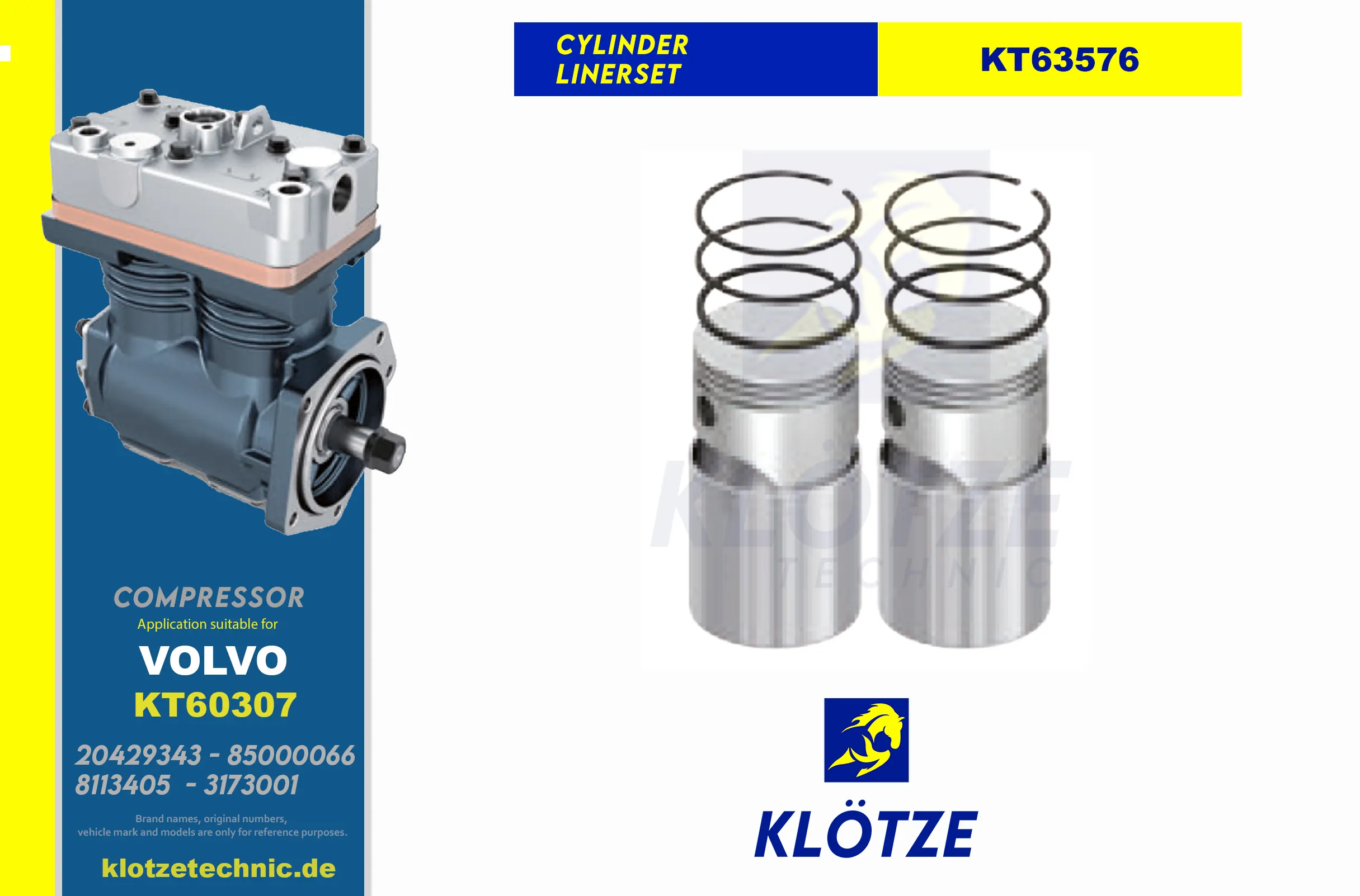 Compressor Cylinder Liner Set,  || Klötze Technic