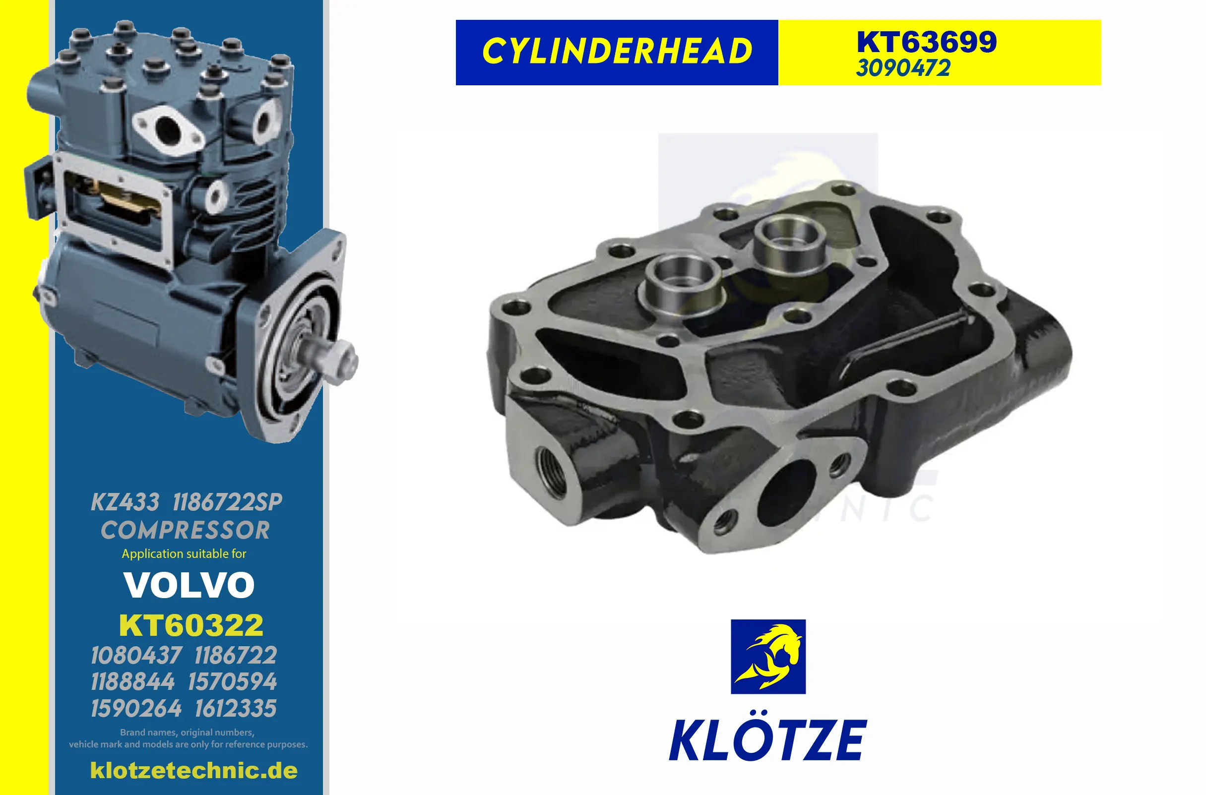 Compressor Cylinderhead, 3090472
 || Klötze Technic