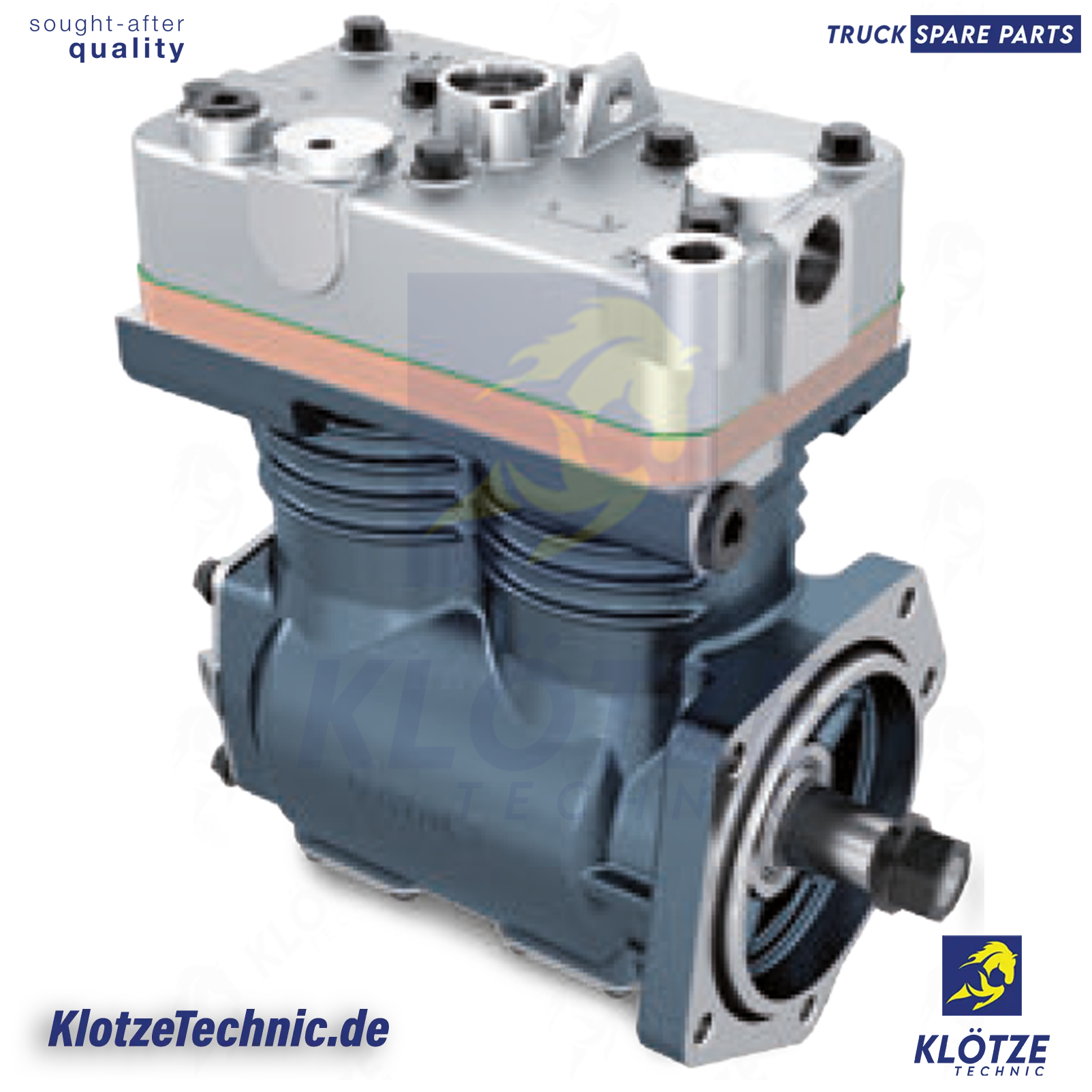 Twin Cylinder Compressor, 1628593, 20429339, 3987602, 8112584,  8113264, 85000064, 8112594,  II15698AT000, K000236000, K000236AT, K000236X00, LP4930, LP4974, II15698, II15698000, II15698AT, II37214, II37214AT, K000236, K000236V, K000236X07, K000236X57 || Klötze Technic