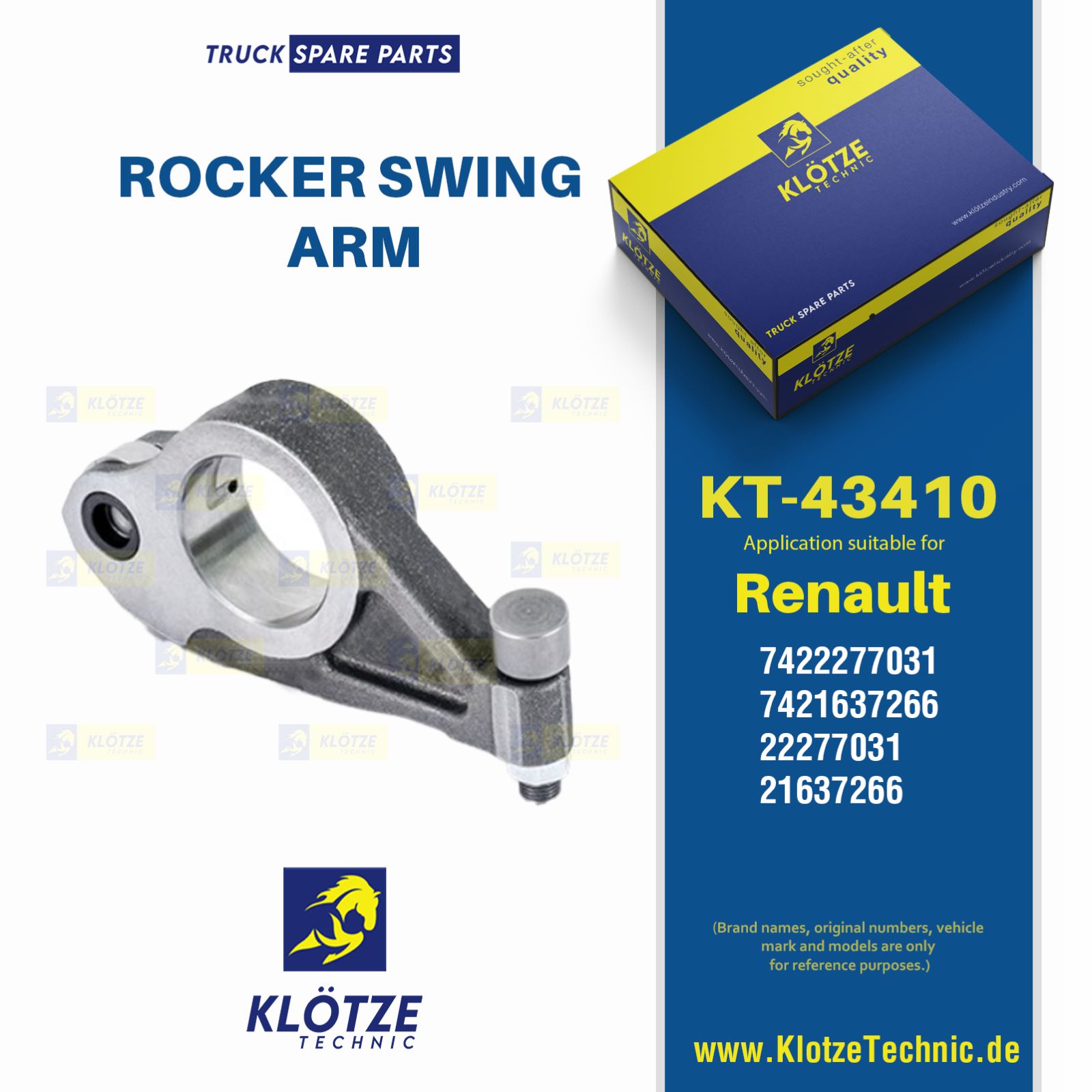 ROCKER SWING ARM, 7422277031, 7421637266, 22277031, 21637266 || Klötze Technic