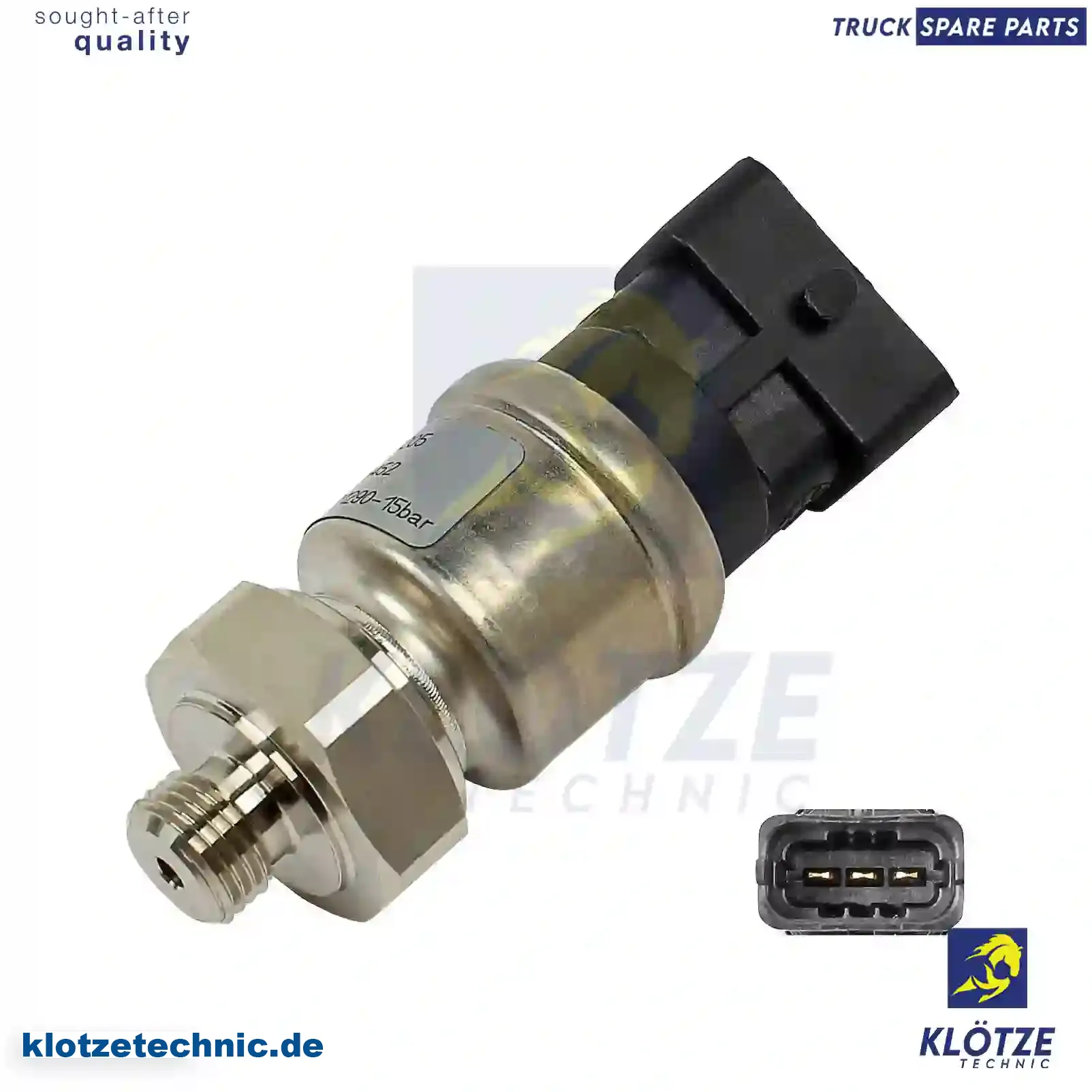 Pressure Sensor 51274210205, 51274210205 || Klötze Technic Spare Part | Engine, Accelerator Pedal, Camshaft, Connecting Rod, Crankcase, Crankshaft, Cylinder Head, Engine Suspension Mountings, Exhaust Manifold, Exhaust Gas Recirculation, Filter Kits, Flywheel Housing, General Overhaul Kits, Engine, Intake Manifold, Oil Cleaner, Oil Cooler, Oil Filter, Oil Pump, Oil Sump, Piston & Liner, Sensor & Switch, Timing Case, Turbocharger, Cooling System, Belt Tensioner, Coolant Filter, Coolant Pipe, Corrosion Prevention Agent, Drive, Expansion Tank, Fan, Intercooler, Monitors & Gauges, Radiator, Thermostat, V-Belt / Timing belt, Water Pump, Fuel System, Electronical Injector Unit, Feed Pump, Fuel Filter, cpl., Fuel Gauge Sender,  Fuel Line, Fuel Pump, Fuel Tank, Injection Line Kit, Injection Pump, Exhaust System, Clutch & Pedal, Gearbox, Propeller Shaft, Axles, Brake System, Hubs & Wheels, Suspension, Leaf Spring, Universal Parts / Accessories, Steering, Electrical System, Cabin