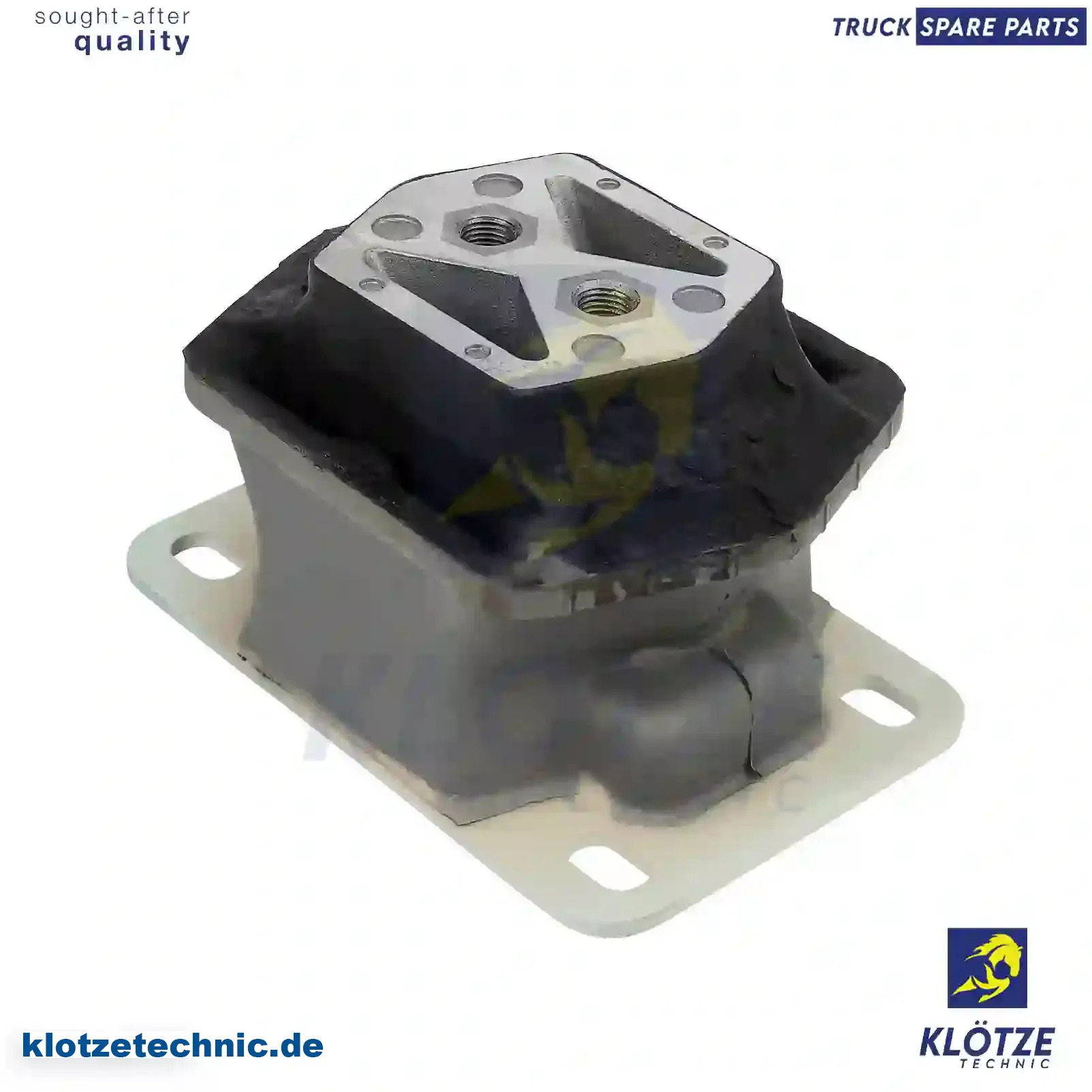 Engine Mounting 81962100151, 81962100186, 81962100193, 81962100241, 81962100302, 81962100319, 81962100151, 81962100186, 81962100193, 81962100241, 81962100302, 81962100319 || Klötze Technic Spare Part | Engine, Accelerator Pedal, Camshaft, Connecting Rod, Crankcase, Crankshaft, Cylinder Head, Engine Suspension Mountings, Exhaust Manifold, Exhaust Gas Recirculation, Filter Kits, Flywheel Housing, General Overhaul Kits, Engine, Intake Manifold, Oil Cleaner, Oil Cooler, Oil Filter, Oil Pump, Oil Sump, Piston & Liner, Sensor & Switch, Timing Case, Turbocharger, Cooling System, Belt Tensioner, Coolant Filter, Coolant Pipe, Corrosion Prevention Agent, Drive, Expansion Tank, Fan, Intercooler, Monitors & Gauges, Radiator, Thermostat, V-Belt / Timing belt, Water Pump, Fuel System, Electronical Injector Unit, Feed Pump, Fuel Filter, cpl., Fuel Gauge Sender,  Fuel Line, Fuel Pump, Fuel Tank, Injection Line Kit, Injection Pump, Exhaust System, Clutch & Pedal, Gearbox, Propeller Shaft, Axles, Brake System, Hubs & Wheels, Suspension, Leaf Spring, Universal Parts / Accessories, Steering, Electrical System, Cabin