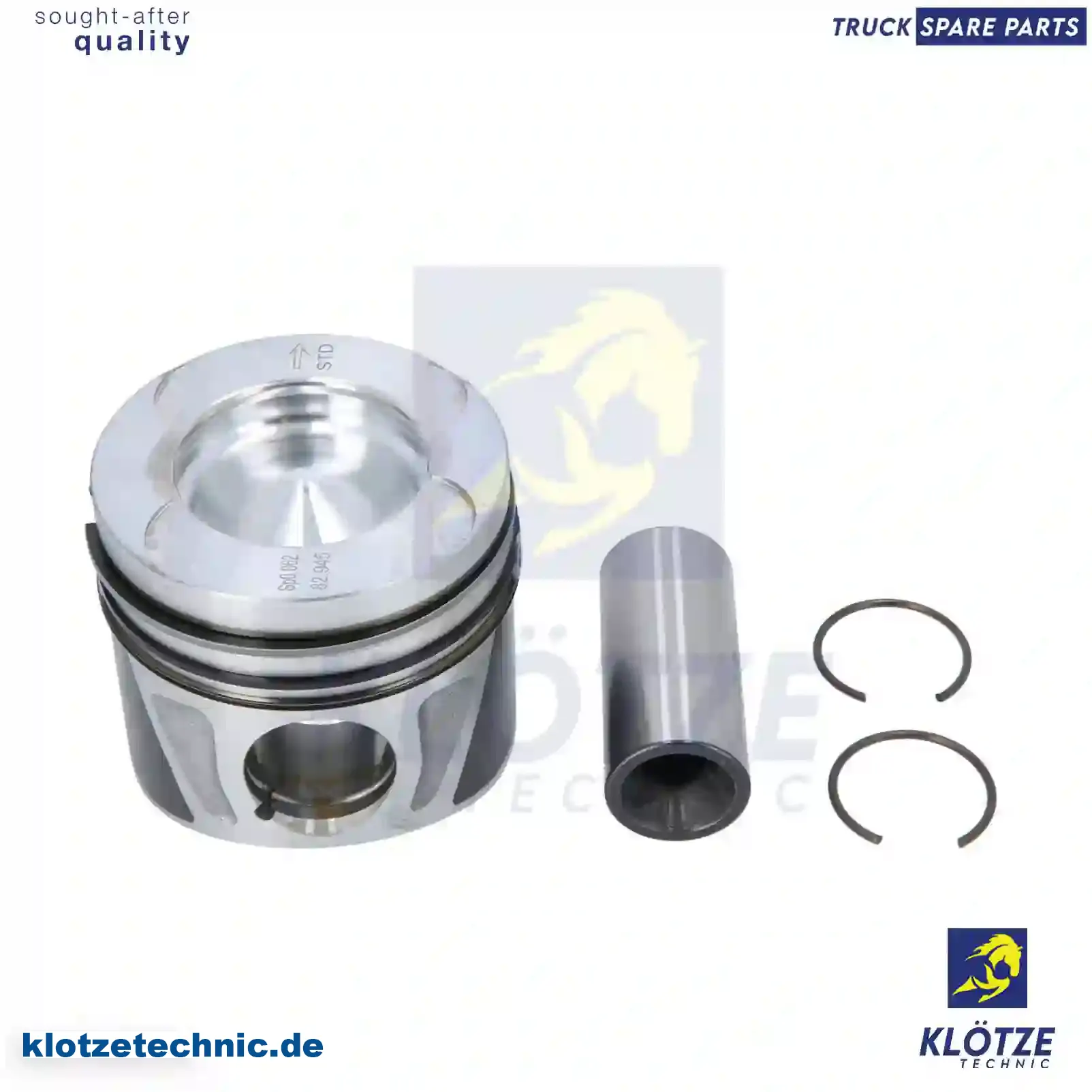 Piston, complete with rings, 6510301117 || Klötze Technic Spare Part | Engine, Accelerator Pedal, Camshaft, Connecting Rod, Crankcase, Crankshaft, Cylinder Head, Engine Suspension Mountings, Exhaust Manifold, Exhaust Gas Recirculation, Filter Kits, Flywheel Housing, General Overhaul Kits, Engine, Intake Manifold, Oil Cleaner, Oil Cooler, Oil Filter, Oil Pump, Oil Sump, Piston & Liner, Sensor & Switch, Timing Case, Turbocharger, Cooling System, Belt Tensioner, Coolant Filter, Coolant Pipe, Corrosion Prevention Agent, Drive, Expansion Tank, Fan, Intercooler, Monitors & Gauges, Radiator, Thermostat, V-Belt / Timing belt, Water Pump, Fuel System, Electronical Injector Unit, Feed Pump, Fuel Filter, cpl., Fuel Gauge Sender,  Fuel Line, Fuel Pump, Fuel Tank, Injection Line Kit, Injection Pump, Exhaust System, Clutch & Pedal, Gearbox, Propeller Shaft, Axles, Brake System, Hubs & Wheels, Suspension, Leaf Spring, Universal Parts / Accessories, Steering, Electrical System, Cabin