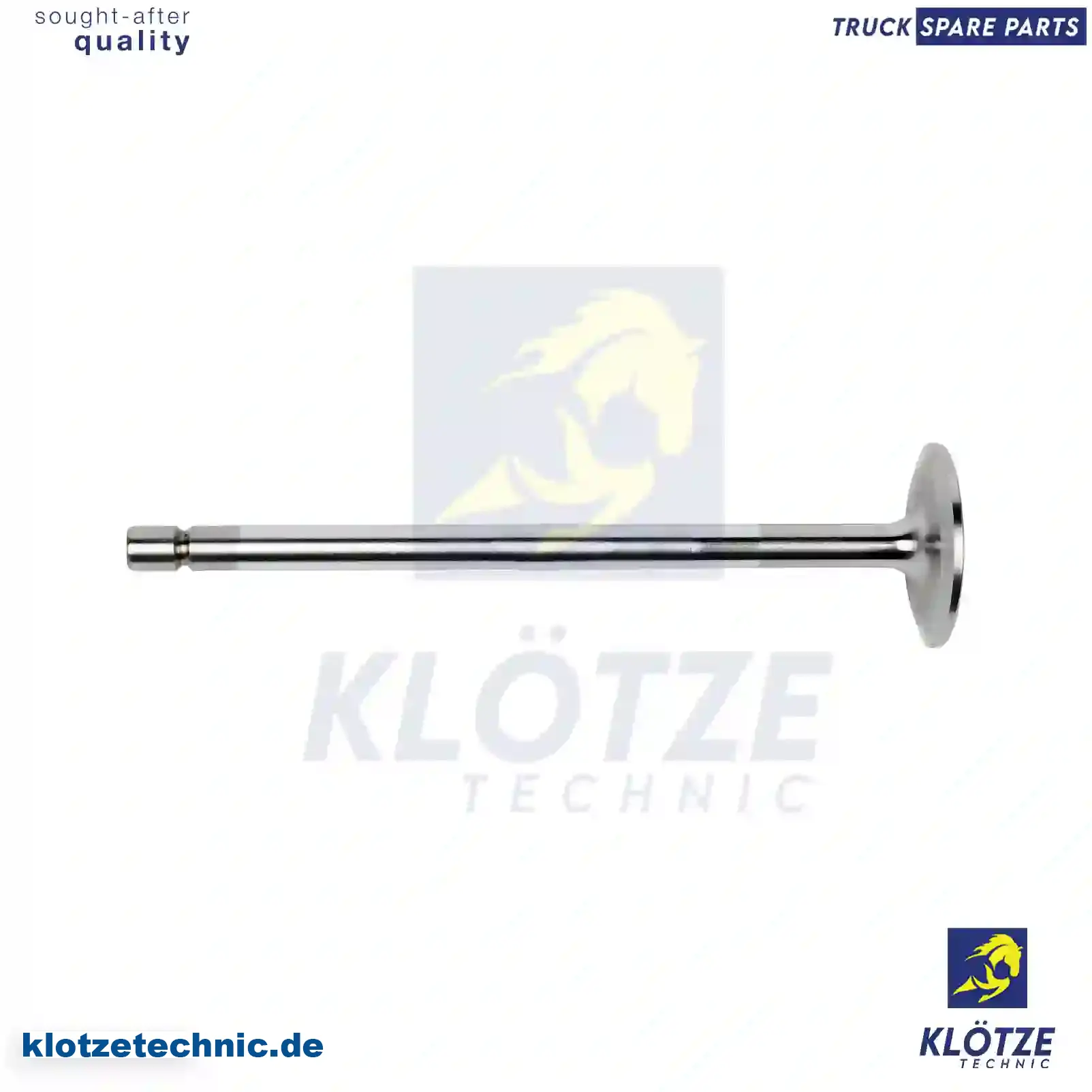 Intake valve, 1345509, , , || Klötze Technic Spare Part | Engine, Accelerator Pedal, Camshaft, Connecting Rod, Crankcase, Crankshaft, Cylinder Head, Engine Suspension Mountings, Exhaust Manifold, Exhaust Gas Recirculation, Filter Kits, Flywheel Housing, General Overhaul Kits, Engine, Intake Manifold, Oil Cleaner, Oil Cooler, Oil Filter, Oil Pump, Oil Sump, Piston & Liner, Sensor & Switch, Timing Case, Turbocharger, Cooling System, Belt Tensioner, Coolant Filter, Coolant Pipe, Corrosion Prevention Agent, Drive, Expansion Tank, Fan, Intercooler, Monitors & Gauges, Radiator, Thermostat, V-Belt / Timing belt, Water Pump, Fuel System, Electronical Injector Unit, Feed Pump, Fuel Filter, cpl., Fuel Gauge Sender,  Fuel Line, Fuel Pump, Fuel Tank, Injection Line Kit, Injection Pump, Exhaust System, Clutch & Pedal, Gearbox, Propeller Shaft, Axles, Brake System, Hubs & Wheels, Suspension, Leaf Spring, Universal Parts / Accessories, Steering, Electrical System, Cabin