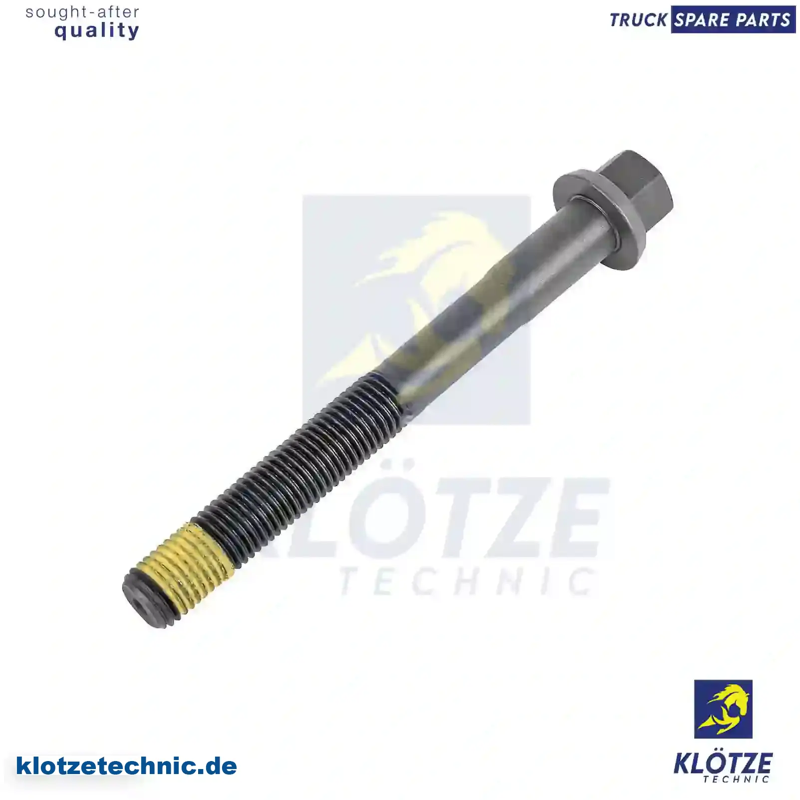 Cylinder head screw, 1448810, 1623224, 1655456, 1698230, ZG01072-0008 || Klötze Technic Spare Part | Engine, Accelerator Pedal, Camshaft, Connecting Rod, Crankcase, Crankshaft, Cylinder Head, Engine Suspension Mountings, Exhaust Manifold, Exhaust Gas Recirculation, Filter Kits, Flywheel Housing, General Overhaul Kits, Engine, Intake Manifold, Oil Cleaner, Oil Cooler, Oil Filter, Oil Pump, Oil Sump, Piston & Liner, Sensor & Switch, Timing Case, Turbocharger, Cooling System, Belt Tensioner, Coolant Filter, Coolant Pipe, Corrosion Prevention Agent, Drive, Expansion Tank, Fan, Intercooler, Monitors & Gauges, Radiator, Thermostat, V-Belt / Timing belt, Water Pump, Fuel System, Electronical Injector Unit, Feed Pump, Fuel Filter, cpl., Fuel Gauge Sender,  Fuel Line, Fuel Pump, Fuel Tank, Injection Line Kit, Injection Pump, Exhaust System, Clutch & Pedal, Gearbox, Propeller Shaft, Axles, Brake System, Hubs & Wheels, Suspension, Leaf Spring, Universal Parts / Accessories, Steering, Electrical System, Cabin