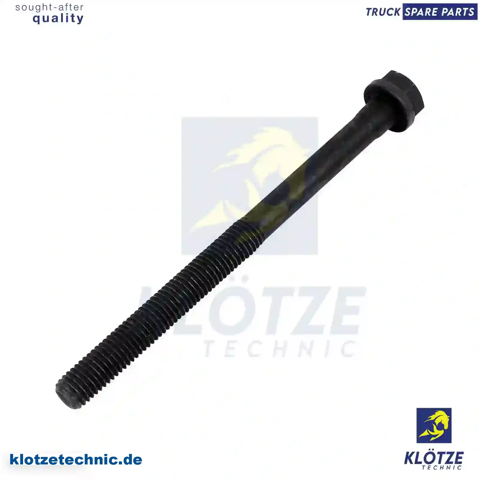 Cylinder head screw, 1689271, 1822941 || Klötze Technic Spare Part | Engine, Accelerator Pedal, Camshaft, Connecting Rod, Crankcase, Crankshaft, Cylinder Head, Engine Suspension Mountings, Exhaust Manifold, Exhaust Gas Recirculation, Filter Kits, Flywheel Housing, General Overhaul Kits, Engine, Intake Manifold, Oil Cleaner, Oil Cooler, Oil Filter, Oil Pump, Oil Sump, Piston & Liner, Sensor & Switch, Timing Case, Turbocharger, Cooling System, Belt Tensioner, Coolant Filter, Coolant Pipe, Corrosion Prevention Agent, Drive, Expansion Tank, Fan, Intercooler, Monitors & Gauges, Radiator, Thermostat, V-Belt / Timing belt, Water Pump, Fuel System, Electronical Injector Unit, Feed Pump, Fuel Filter, cpl., Fuel Gauge Sender,  Fuel Line, Fuel Pump, Fuel Tank, Injection Line Kit, Injection Pump, Exhaust System, Clutch & Pedal, Gearbox, Propeller Shaft, Axles, Brake System, Hubs & Wheels, Suspension, Leaf Spring, Universal Parts / Accessories, Steering, Electrical System, Cabin