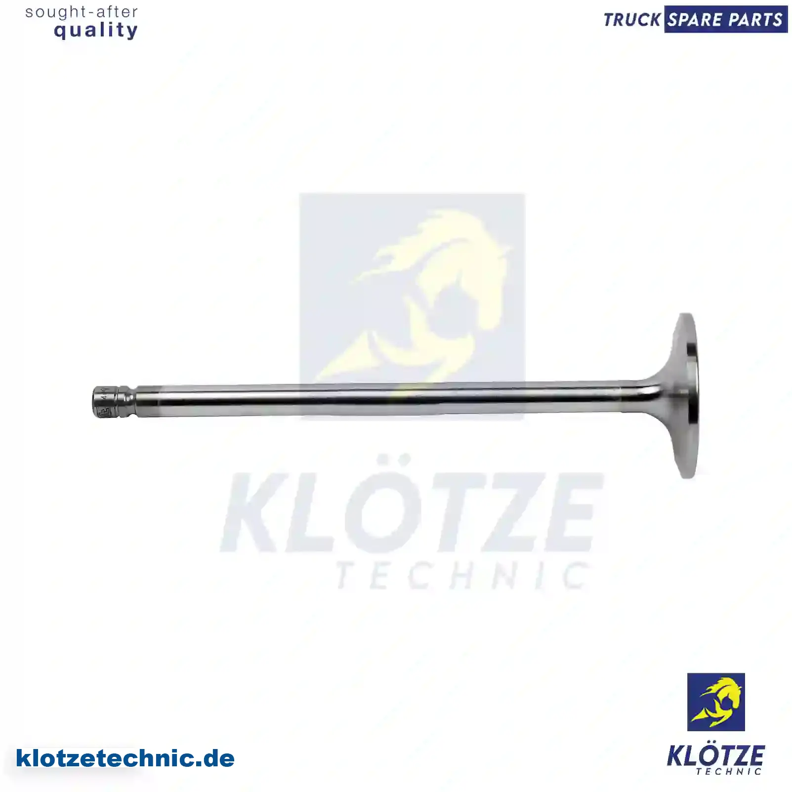 Intake valve, 1644097, , , || Klötze Technic Spare Part | Engine, Accelerator Pedal, Camshaft, Connecting Rod, Crankcase, Crankshaft, Cylinder Head, Engine Suspension Mountings, Exhaust Manifold, Exhaust Gas Recirculation, Filter Kits, Flywheel Housing, General Overhaul Kits, Engine, Intake Manifold, Oil Cleaner, Oil Cooler, Oil Filter, Oil Pump, Oil Sump, Piston & Liner, Sensor & Switch, Timing Case, Turbocharger, Cooling System, Belt Tensioner, Coolant Filter, Coolant Pipe, Corrosion Prevention Agent, Drive, Expansion Tank, Fan, Intercooler, Monitors & Gauges, Radiator, Thermostat, V-Belt / Timing belt, Water Pump, Fuel System, Electronical Injector Unit, Feed Pump, Fuel Filter, cpl., Fuel Gauge Sender,  Fuel Line, Fuel Pump, Fuel Tank, Injection Line Kit, Injection Pump, Exhaust System, Clutch & Pedal, Gearbox, Propeller Shaft, Axles, Brake System, Hubs & Wheels, Suspension, Leaf Spring, Universal Parts / Accessories, Steering, Electrical System, Cabin