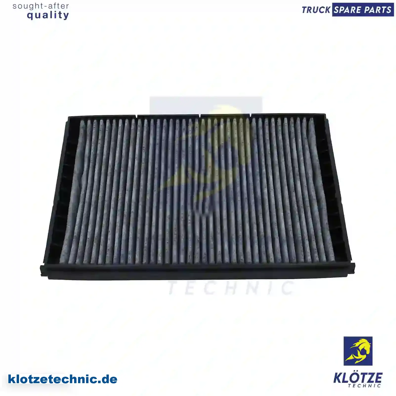 Cabin air filter, activated carbon, 1953596 || Klötze Technic Spare Part | Engine, Accelerator Pedal, Camshaft, Connecting Rod, Crankcase, Crankshaft, Cylinder Head, Engine Suspension Mountings, Exhaust Manifold, Exhaust Gas Recirculation, Filter Kits, Flywheel Housing, General Overhaul Kits, Engine, Intake Manifold, Oil Cleaner, Oil Cooler, Oil Filter, Oil Pump, Oil Sump, Piston & Liner, Sensor & Switch, Timing Case, Turbocharger, Cooling System, Belt Tensioner, Coolant Filter, Coolant Pipe, Corrosion Prevention Agent, Drive, Expansion Tank, Fan, Intercooler, Monitors & Gauges, Radiator, Thermostat, V-Belt / Timing belt, Water Pump, Fuel System, Electronical Injector Unit, Feed Pump, Fuel Filter, cpl., Fuel Gauge Sender,  Fuel Line, Fuel Pump, Fuel Tank, Injection Line Kit, Injection Pump, Exhaust System, Clutch & Pedal, Gearbox, Propeller Shaft, Axles, Brake System, Hubs & Wheels, Suspension, Leaf Spring, Universal Parts / Accessories, Steering, Electrical System, Cabin