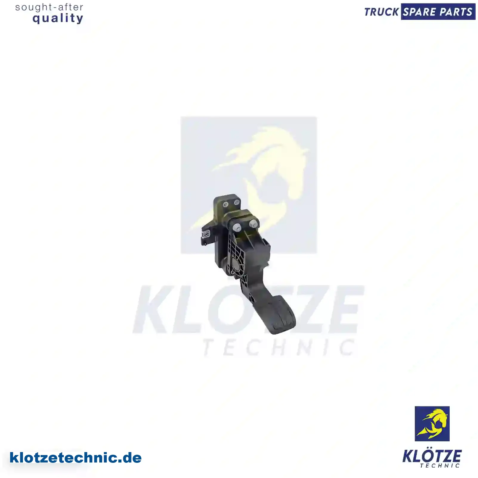 Accelerator pedal, with sensor and adapter plate, 1860240 || Klötze Technic Spare Part | Engine, Accelerator Pedal, Camshaft, Connecting Rod, Crankcase, Crankshaft, Cylinder Head, Engine Suspension Mountings, Exhaust Manifold, Exhaust Gas Recirculation, Filter Kits, Flywheel Housing, General Overhaul Kits, Engine, Intake Manifold, Oil Cleaner, Oil Cooler, Oil Filter, Oil Pump, Oil Sump, Piston & Liner, Sensor & Switch, Timing Case, Turbocharger, Cooling System, Belt Tensioner, Coolant Filter, Coolant Pipe, Corrosion Prevention Agent, Drive, Expansion Tank, Fan, Intercooler, Monitors & Gauges, Radiator, Thermostat, V-Belt / Timing belt, Water Pump, Fuel System, Electronical Injector Unit, Feed Pump, Fuel Filter, cpl., Fuel Gauge Sender,  Fuel Line, Fuel Pump, Fuel Tank, Injection Line Kit, Injection Pump, Exhaust System, Clutch & Pedal, Gearbox, Propeller Shaft, Axles, Brake System, Hubs & Wheels, Suspension, Leaf Spring, Universal Parts / Accessories, Steering, Electrical System, Cabin