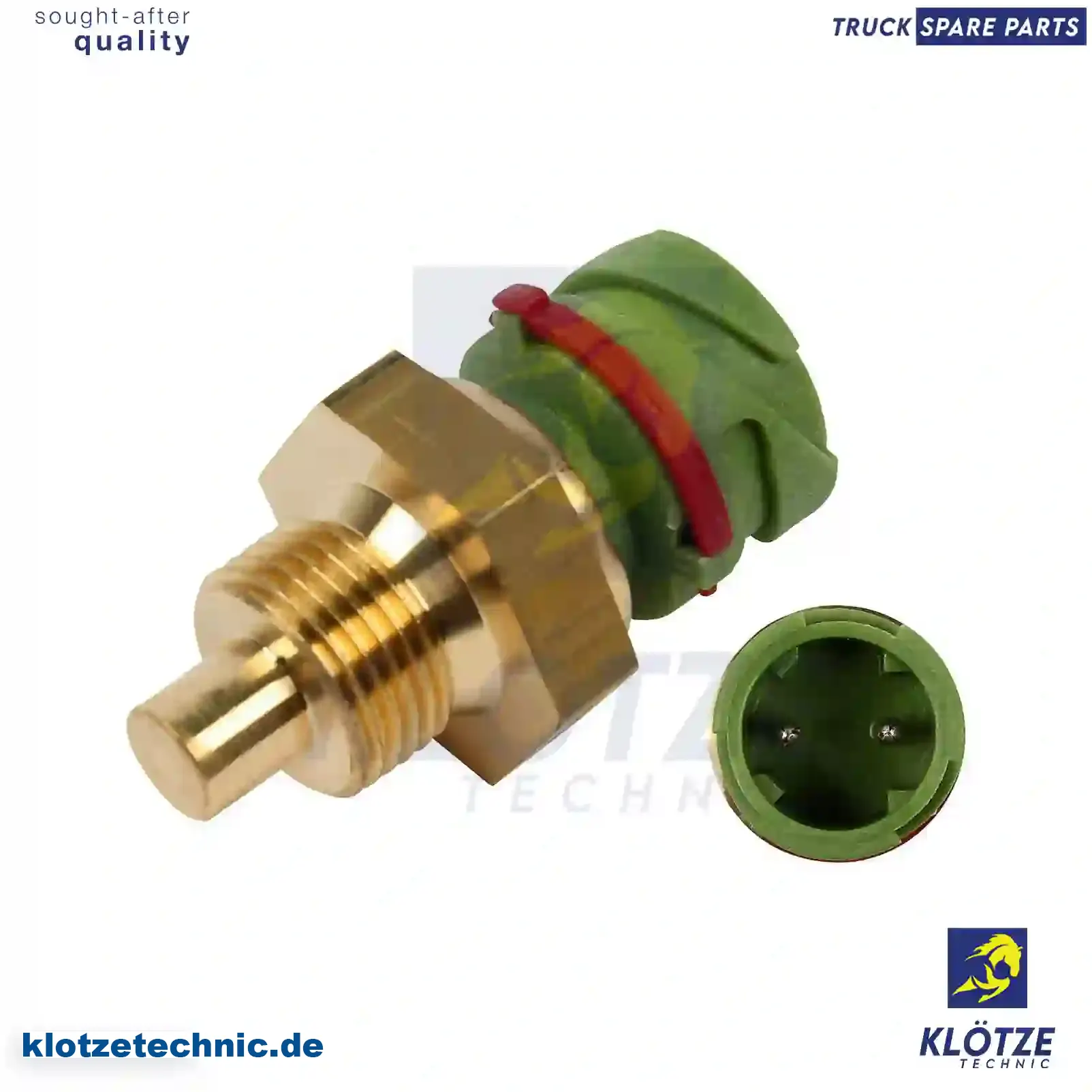 Temperature sensor, 905695090020E, 5010398073, 20529455, ZG21131-0008 || Klötze Technic Spare Part | Engine, Accelerator Pedal, Camshaft, Connecting Rod, Crankcase, Crankshaft, Cylinder Head, Engine Suspension Mountings, Exhaust Manifold, Exhaust Gas Recirculation, Filter Kits, Flywheel Housing, General Overhaul Kits, Engine, Intake Manifold, Oil Cleaner, Oil Cooler, Oil Filter, Oil Pump, Oil Sump, Piston & Liner, Sensor & Switch, Timing Case, Turbocharger, Cooling System, Belt Tensioner, Coolant Filter, Coolant Pipe, Corrosion Prevention Agent, Drive, Expansion Tank, Fan, Intercooler, Monitors & Gauges, Radiator, Thermostat, V-Belt / Timing belt, Water Pump, Fuel System, Electronical Injector Unit, Feed Pump, Fuel Filter, cpl., Fuel Gauge Sender,  Fuel Line, Fuel Pump, Fuel Tank, Injection Line Kit, Injection Pump, Exhaust System, Clutch & Pedal, Gearbox, Propeller Shaft, Axles, Brake System, Hubs & Wheels, Suspension, Leaf Spring, Universal Parts / Accessories, Steering, Electrical System, Cabin