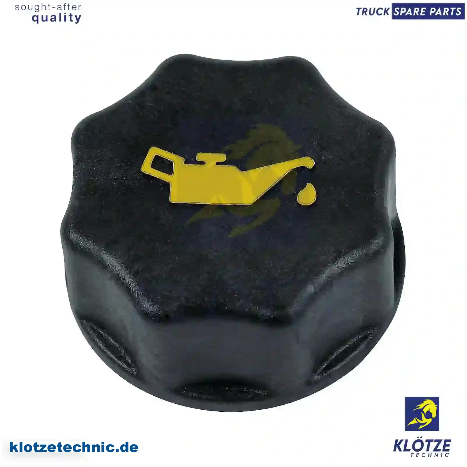 Oil filler cap, 500301568, 500301 || Klötze Technic Spare Part | Engine, Accelerator Pedal, Camshaft, Connecting Rod, Crankcase, Crankshaft, Cylinder Head, Engine Suspension Mountings, Exhaust Manifold, Exhaust Gas Recirculation, Filter Kits, Flywheel Housing, General Overhaul Kits, Engine, Intake Manifold, Oil Cleaner, Oil Cooler, Oil Filter, Oil Pump, Oil Sump, Piston & Liner, Sensor & Switch, Timing Case, Turbocharger, Cooling System, Belt Tensioner, Coolant Filter, Coolant Pipe, Corrosion Prevention Agent, Drive, Expansion Tank, Fan, Intercooler, Monitors & Gauges, Radiator, Thermostat, V-Belt / Timing belt, Water Pump, Fuel System, Electronical Injector Unit, Feed Pump, Fuel Filter, cpl., Fuel Gauge Sender,  Fuel Line, Fuel Pump, Fuel Tank, Injection Line Kit, Injection Pump, Exhaust System, Clutch & Pedal, Gearbox, Propeller Shaft, Axles, Brake System, Hubs & Wheels, Suspension, Leaf Spring, Universal Parts / Accessories, Steering, Electrical System, Cabin